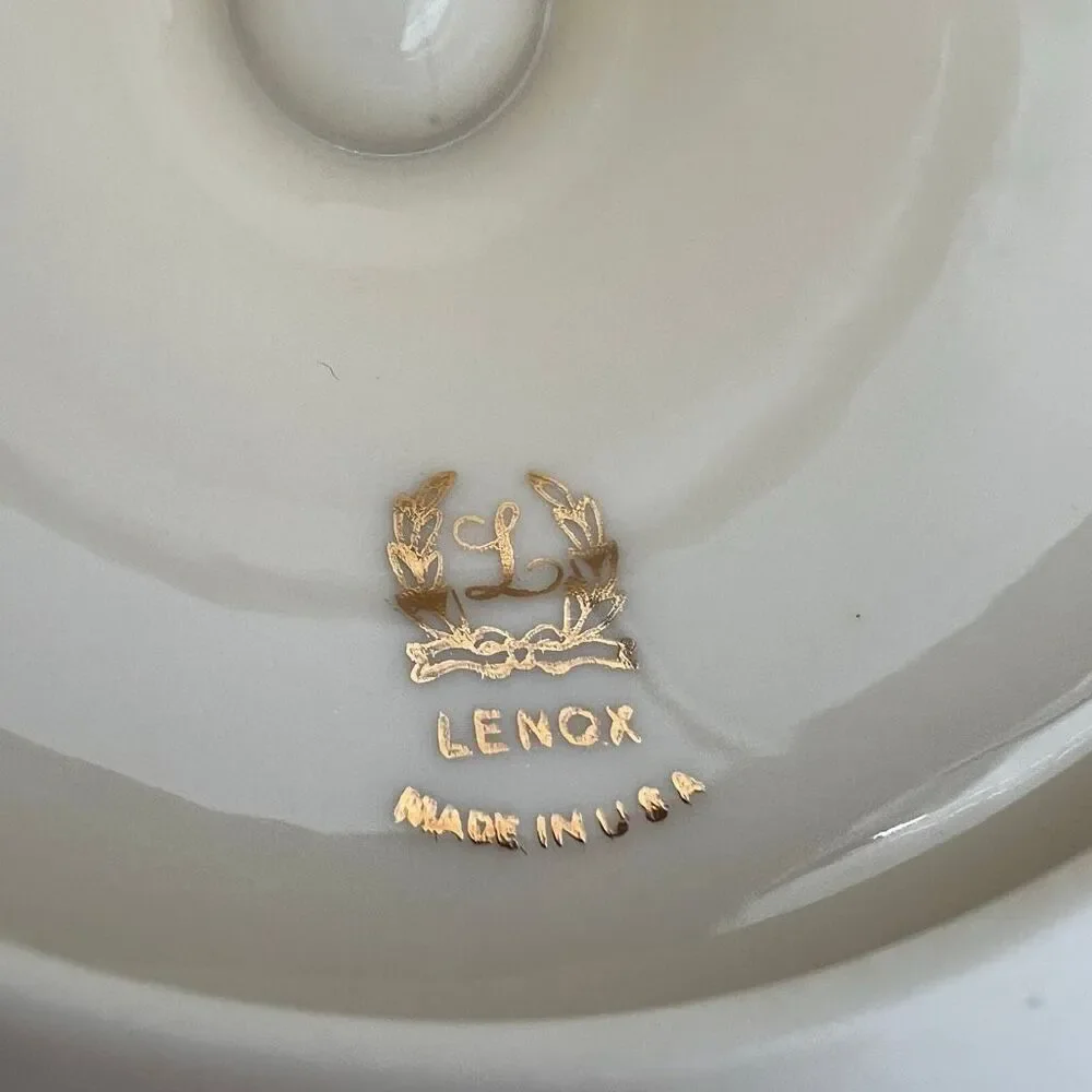 Set of 2 LENOX Eternal Porcelain Gold Trim Candlestick Holders Cream